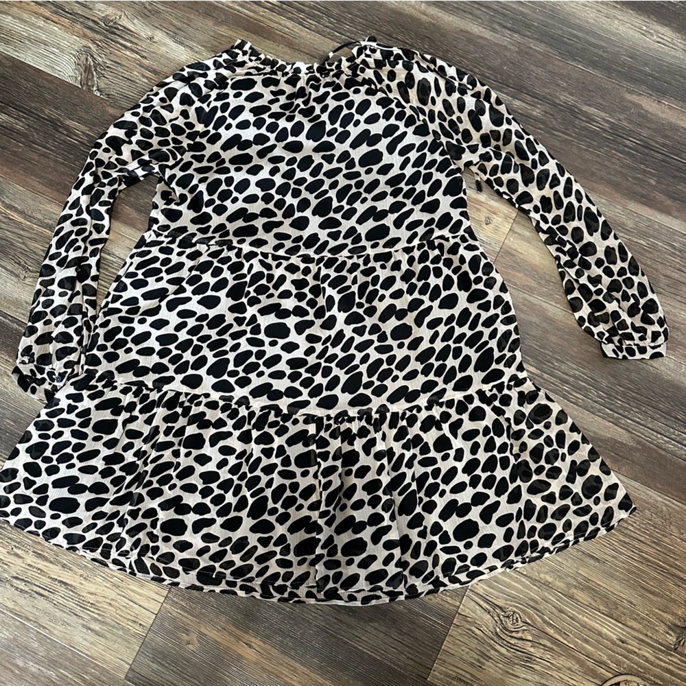 LOFT animal print Flowy dress size MP med petite long sleeve loose - Picture 6 of 8